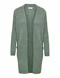 ONLY Damen Lange Strickjacke mit Taschen | Stretch Casual Langarm Gerippt | Open Cardigan Noos ONLJADE, Farben:Grün, Größe:M