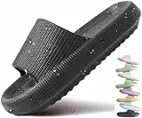 VEXITO Wolken Badelatschen Damen Orthoslipper Original Cloud Slippers Hausschuhe Wolkenschuhe Schuhe Sommer Herren Wolken Schlappen Cozy Slides Pantoletten Weich Schwarz Gr. 44-45