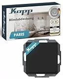 Kopp PARIS Blindabdeckung - Matt-Schwarz - 5,7 x 5,7 cm - Hochwertige Steckdosen-Blindabdeckung aus mattem Kunststoff - Stilvolle IP20 Unterputzdose-Abdeckung mit Tragring