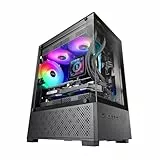 Mars Gaming MC-SE2, MicroATX Gaming-Gehäuse, Gehärtetes Glas an Vorder- und Seitenwand ohne Rahmen, 120mm FRGB-Lüfter, Zwei-Kammer-Struktur, Kompaktes PC-Gehäuse mit großem Innenraum, Schwarz