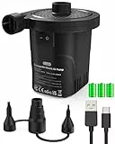 Elektrische Luftpumpe, Dr.meter 4000mAh Wiederaufladbare Akku Luftpumpe 2 in 1 Tragbarkeit Luftpumpe Luftmatratze mit 3 Luftdüse für Outdoor-Camping, Luftmatratze, Schlauchboot, Planschbecken Pool
