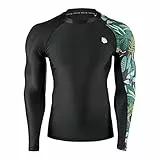 HUGE SPORTS Rashguard Shirt Herren Langarm Rash Guard Sonnenschutz Surf Schwimmshirt Badeshirt Leopard L