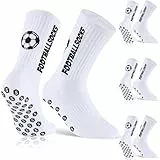 Niofind Fußball Socken, 3 Paar Anti Rutsch Football Socks, Grip Socken Fussball für Herren Damen Kinder, Rutschfeste Sportsocken für Fußbälle Basketball Laufen, Fussball Geschenke,Weiß, 43-46