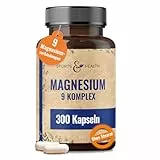Magnesium Komplex Hochdosiert 400mg - [300x Kapseln - 9 Magn Verbindungen] – Magnesiumkomplex - Magnesium Hochdosiert Kapseln – Complex Mit Vitamin B – Magnesiumoxid, Magnesiumbisglycinat