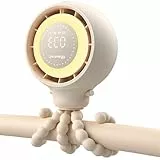 Dreamegg Tragbarer Ventilator Kinderwagen, Intelligente LED-Anzeige, Flexibler Stativlüfter Clip Ventilator 360° Abnehmbare 4 Geschwindigkeiten, 2 Nachtlicht, 4000mAh Wiederaufladbarer USB-Ventilator