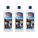 Melitta Anti Calc Flüssigentkalker - Entkalker für Filterkaffeemaschinen & Wasserkocher, entfernt Kalkablgerungen, einfache Anwendung, 3x 250ml