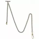 SIBOSUN Taschenuhr-Kette, Westenkette mit T-Stange für Weste, silberfarbene Uhrenkette, 55. T-Stange, Bronze