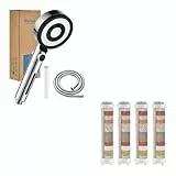 Nafall Duschkopf mit Filter - Hochdruck Handbrause Wassersparend mit 1,5 M Schlauch und 4-Stück Duschkopf Filter