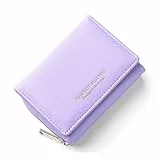 ANYWN Geldbörse Damen klein, Geldbeutel Damen klein, kleines Portemonnaie Damen, Geldtasche klein mit Große Kapazität, Elegante und Süße Geldbeutel mit Großes Münzfach Lila