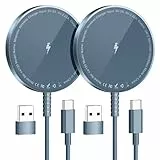 Mag-Safe Ladegerät für iPhone Ladestation: Magnet Wireless Charger Induktive Kabelloses Ladepad Kompatibel mit iPhone 16 15 14 13 12 und Air-Pods 3 2 Pro (Ohne Netzteil, 2 Stück Blau)