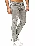 Tazzio Jeans Herren Slim Fit Stretch Jeanshose Hose Denim Destroyed Look 16525 (38W/32L, Grau)