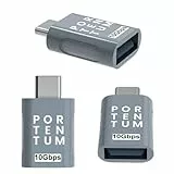 PORTENTUM USB-C auf USB Adapter 10 Gbps | 1 Stück | USB-C auf USB 3.0 Female Handy-OTG-Adapter, Thunderbolt 4/3 auf USB 3.1