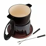 Swissmar F66708 Sierra Fondue Set 11-teiliges, Gusseisen/Edelstahl, Metallisches Schwarz, 1.6L, Fondue-Set für Fleisch, Käse und Schokolade, für 4 Personen, Geschenkset