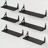 Pipishell 6 Stück Wandregal Holz und Metall, Wandregale zur Aufbewahrung, rustikaler Metalldraht, maximale Belastung 40lbs, für Wohnzimmer, Schlafzimmer, Büro, Badezimmer oder Küche