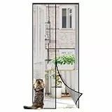 Sekey Fliegengitter Balkontür Magnet | Insektenschutz Tür/Balkontür | Ohne Bohren, Klett-Magnet-Montage | Katzensichere Verstärktes Polyester Anti-Reiß | Verbreitertes Klebeband |100x220 cm Schwarz