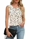 Chicrise Top Damen Sommer Tank Oberteile V Ausschnitt 2026 Comma Bluse Elegant BeigePunkte Groß 42-44