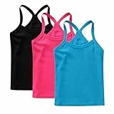XINYUNZU 3er Pack Trägershirt Mädchen Baumwolle Cami Shirt Top Sommer Sport Tops Ärmellos Casual Trägertop Girls Unterhemd Einfarbig Freizeit Oberteile Mode Tanktop Unterhemden Kinder Blau 8 Jahre