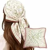 MEANBEAUTY Bandana Seide Schals Quadratisches Satin Kopftuch für Damen Haarschal 70x70cm mit Geschenkbox-Blumen-16