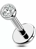 OUFER Body Piercing Titanium Lippenpiercing Push in Labret Piercing Stud Jewellery 18G 5/6/8/10/12mm Labret Stud Tragus Helix Cartilage Stud Bar Piercing Jewellery