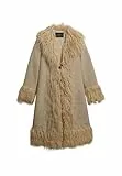 Superdry Damen Langer Afghan Mantel Taupefarben 40
