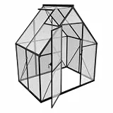 PEILU Gewächshaus Aluminium, Treibhaus mit Transparent PC Platten Dachfenster & Tür & Fundament, 125x180x195cm Winterfest Gartengewächshäuser, Begehbares Pflanzenhaus für Garten Outdoor