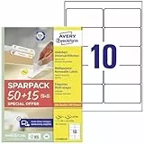 AVERY Zweckform L4744REV-65 Universal Etiketten (500 plus 150 Klebeetiketten extra, 96x50,8mm auf A4, wieder rückstandsfrei ablösbar/abziehbar, bedruckbar, selbstklebende Aufkleber) 65 Blatt, weiß
