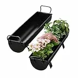 Relaxdays Blumenkasten Dachrinne, 2er Set, Garten & innen, Vintage Design, Eisen, Metallwannen zum Bepflanzen, schwarz