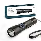 Linkind Taschenlampe LED wiederaufladbar, 7 Modi mit Taktischer Bedienung, 15000 LUX Alu-Handlampe mit Seitenclip & Trageband, USB-C, Speicherfunktion, IP44 für Camping, Notfall, Reparatur