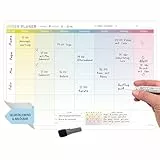 TOBJA Monatsplaner abwischbar – A3 selbsthaftender Wochenplaner mit einem abwischbaren Stift – Whiteboard Planer für Wand, Kühlschrank & Tür – Familienkalender (inkl. 1 Stift)
