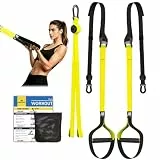 RHINOSPORT Schlingentrainer Sling Trainer Ganzkörpertraining, Schlingentrainer für zuhause, Krafttraining & Home Workout, Bodyweight Resistance Fitness Home Gym Equipment Indoor Outdoor (Gelb)