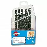 Leman 201.500.15 Bohrer,Set, Schlangenbohrer, HSS, für Holz, 15 Stück