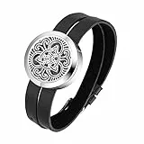 Flongo Aromatherapie Lederarmband Aroma-öl diffusor Duftarmband für Damen und Herren Duftstofflocket mit 6 Filz-Pads Aroma Duft Armreif portabler tragbarer Duft Schmuck Geschenke für Damen und Mädchen