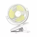 JISULIFE Clip on Tischventilator, Mini Kinderwagen Lüfter, 4000 mAh USB Kleiner Lüfter mit 16 Stunden, 4 Modi Leiser Akku Lüfter für Outdoor Camping Golfwagen Indoor Laufband - Weiß