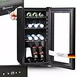 Sommertal Kühlschrank GK50– Leiser Getränkekühlschrank mit LED, Touchscreen & Schloss kleiner Flaschenkühlschrank schwarz 50L