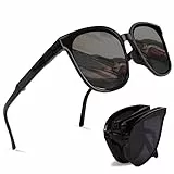 Aomig Faltbare Sonnenbrille, Polarisiert Folding Retro Sportbrille für Herren Damen, Rahme Ultra Leicht Brille mit UV 400 Schutz, Unisex Mode Sunglasses zum Golf Fahrrad Reise Outdoor Sport (Schwarz)