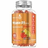 Vitamin D3 Kinder Gummibärchen - 1000 IE Cholecalciferol - 120 Sonnenvitamine Orangen Fruchtgummies - 1 vegetarisches Gummibärchen alle 2 Tage - Für Kinder von 3 bis 12 Jahren - Glutenfrei - maxmedix