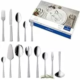 Villeroy & Boch – Victor Besteckset 68 teilig für 12 Personen Silber/Platin, Spülmaschinenfest, Rostfrei, Tafelbesteck, Besteck Set, Essbesteck, Gabel, Löffel, Messer, Küchen Besteck Set, Edelstahl