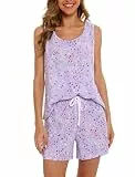 MIA LUCCE Damen Schlafanzug Set Sommer Baumwolle, Ärmelloses Top & Shorts Pyjama Damen, Weiche Nachtwäsche & Bequemer Hausanzug für Frauen