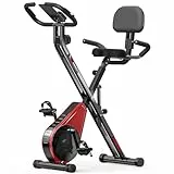 3-IN-1 Heimtrainer Fahrrad Klappbar, VANNECT Hometrainer Fahrrad mit Rückenlehne, 16 Stufen Magnetwiderstand, Monitor & Pulssensor, Leise & Platzsparend, Höhenverstellbarer Sitz, Belastbar bis 160 kg