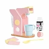 KidKraft Pastell Kaffeemaschine aus Holz für Kinderküche mit Kapseln, Spielküche Zubehör, Spielzeug für Kinder ab 3 Jahre, 63380
