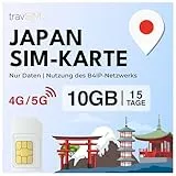 travSIM SIM Karte Japan | 15 Tage - 10GB Daten SIM | 5G/4G Hochgeschwindigkeitsdaten | Japan SIM Karte, für unbegrenzten Internetzugang für Google, Facebook, Whatsapp, Instagram und mehr