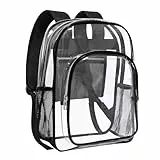 HEEYA Transparenter Rucksack, strapazierfähig, transparenter Rucksack für Sicherheit, Sport, Arbeit, Reisen, Stadion, A-Clear, 17.2x14x5.7 inches, Classic