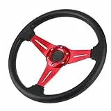 YTAFONPO Universal Rennlenkrad 350mm/14in Racing Auto Drifting Lenkrad Ersatz Universal Modifiziertes Zubehör Sport Lenkrad(Red)