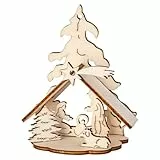MaMeMi STECKSATZ KRIPPE aus Holz mit Heiliger Familie im STALL ca. 9 cm hoch Handarbeit aus SÜDTIROL Mini TISCHKRIPPE als ADVENTS- und WEIHNACHTSDEKO