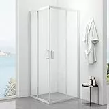 Bathlink 80x80x195cm Duschkabine, Eckeinstieg Schiebetür Duschwand, 5mm ESG NANO Glas, Duschabtrennung
