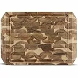 NAMTURE Hackblock Sharp – Extra Dick 4 cm – Akazienholz Stirnholz Schneidebrett 45 x 30 cm – Premium Ölbehandlung – Saftrille, Antirutsch-Füße – in edler Geschenkbox