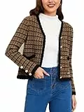 Belle Poque Strickjacke für Frauen Knopfleiste Langarm Vintage Dick Strickjacke Sweater Braun M