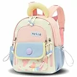 PROTAURI Kindergartenrucksack Mädchen mit Brustgurt, Rucksack Kinder Atmungsaktiv & Wasserabweisend, Kita Rucksack Leichter Macaron-Design für 2-5 Jahre, 8L, Hellrosa