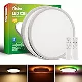 YiLaie 2 Stück LED Deckenleuchte Dimmbar mit Fernbedienung 24W RGB Deckenlampe LED Farbwechsel Flach Rund Deckenbeleuchtung 3000K-6500K IP44 Wasserdicht für Wohnzimmer Schlafzimmer Badezimmer Ø30cm
