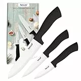 hecef Keramikmesser set 3-teilig mit Messer, Küchenmesser Set Nie Eingerostet, Keramik 6'' Kochmesser, 4'' Obstmesser, 3'' Gemüsemesser (Weiß)
